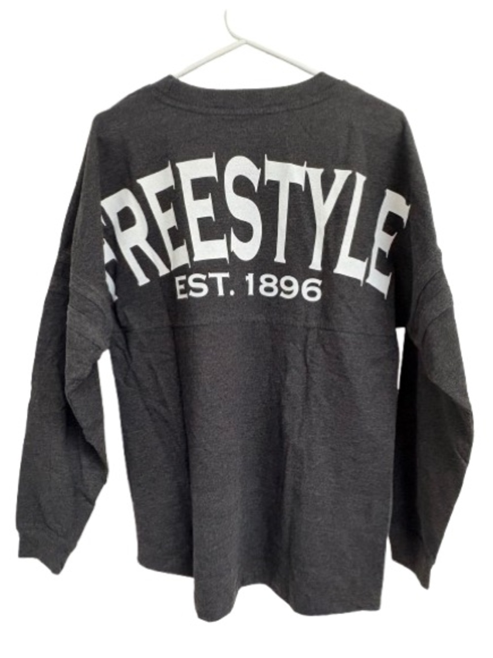 boxercraft Men's Long Sleeve Tee in Charcoal Grey with "Freestyle" on the back.